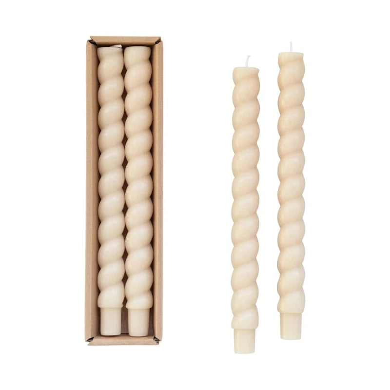 Cream Twisted Taper Candles (Set of 2)