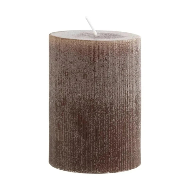 Forest Brown Pleated Pillar Candle (3 sizes)