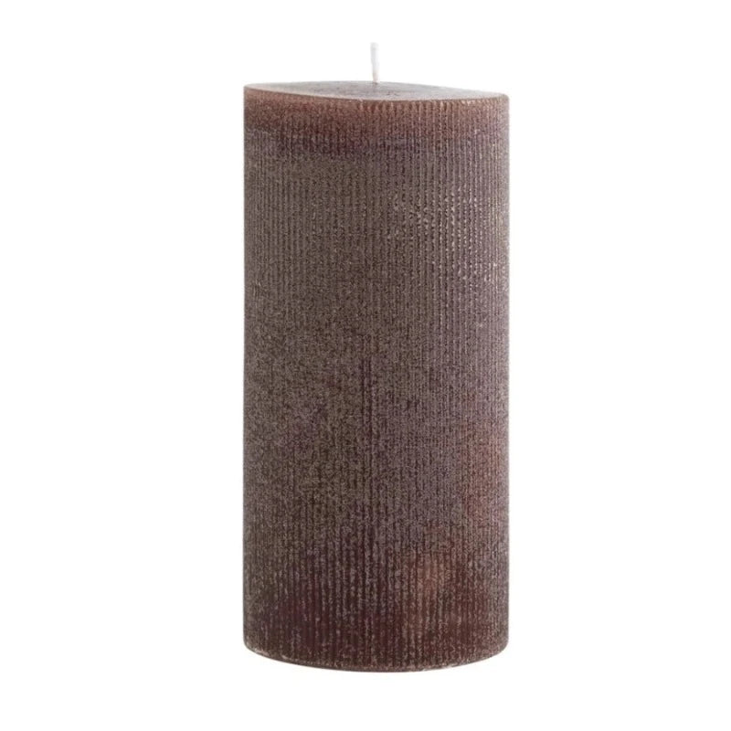 Forest Brown Pleated Pillar Candle (3 sizes)