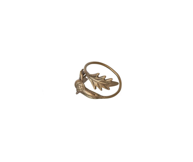 Brass Leaves & Acorn Napkin Ring