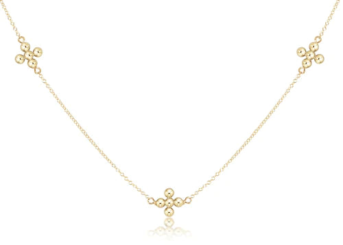 15" Simplicity Choker Chain Cross -Gold