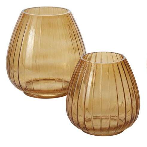 Amber Fluted Glass Vase