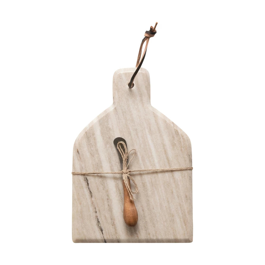 Linen and Flax Marble Board with Canape Knife