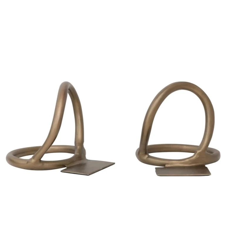 Abstract Antique Brass Bookends (Set of 2)