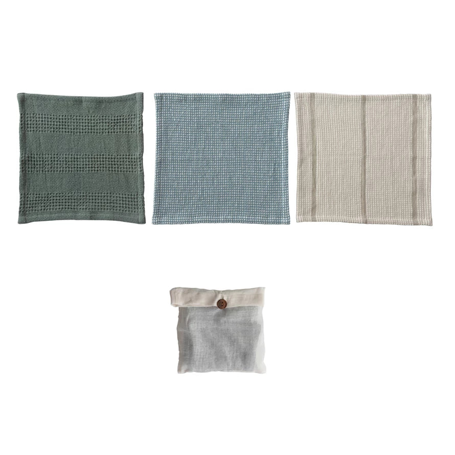 Waffle Weave Cotton Dish Towels in Bag (Set of 3)