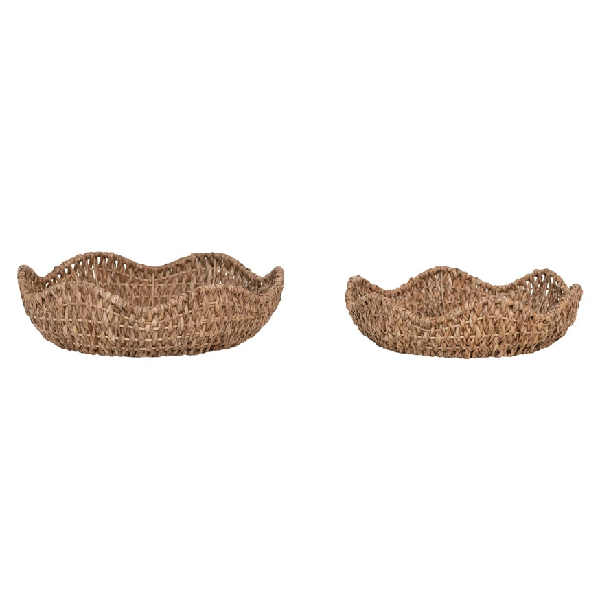 Decorative Woven Bowls w/ Scalloped Edge (2 Sizes)
