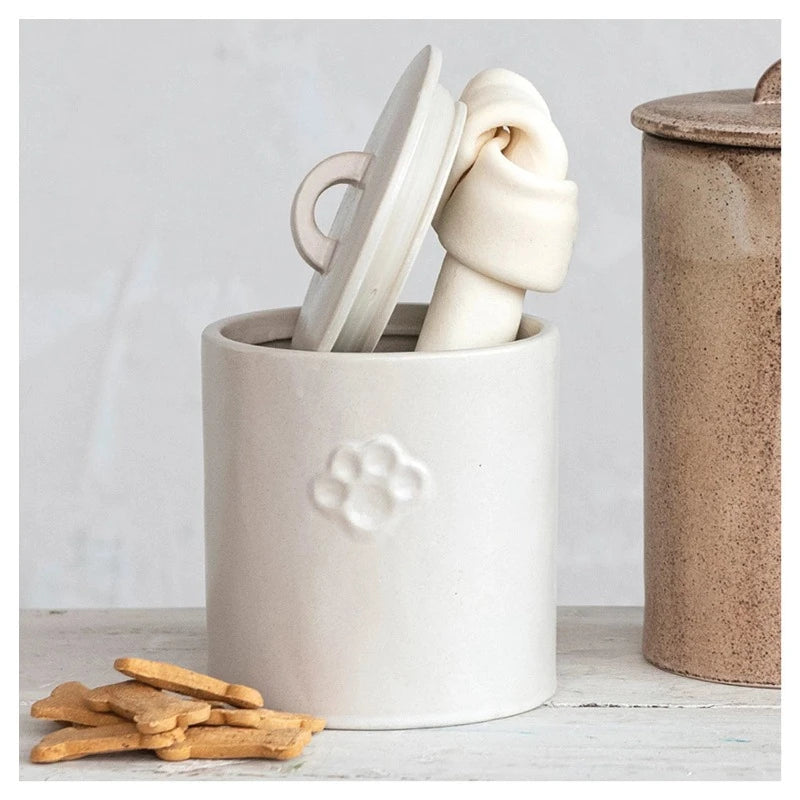 Paw Print Stoneware Treat Canister