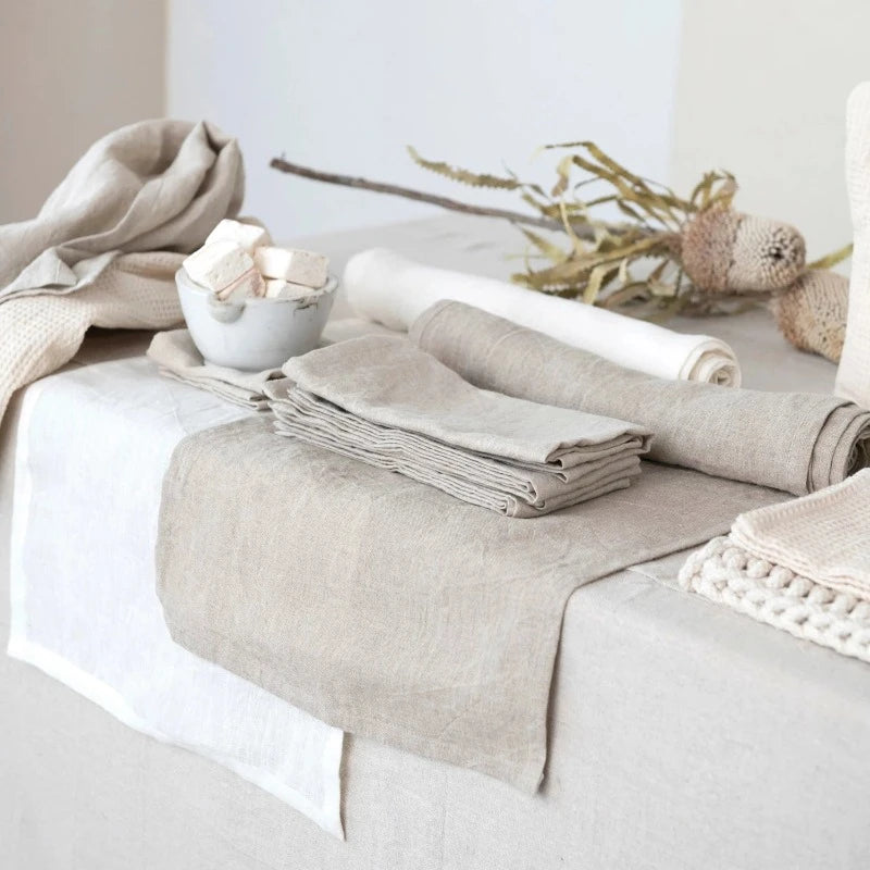 Stonewashed Natural Linen Table Runner