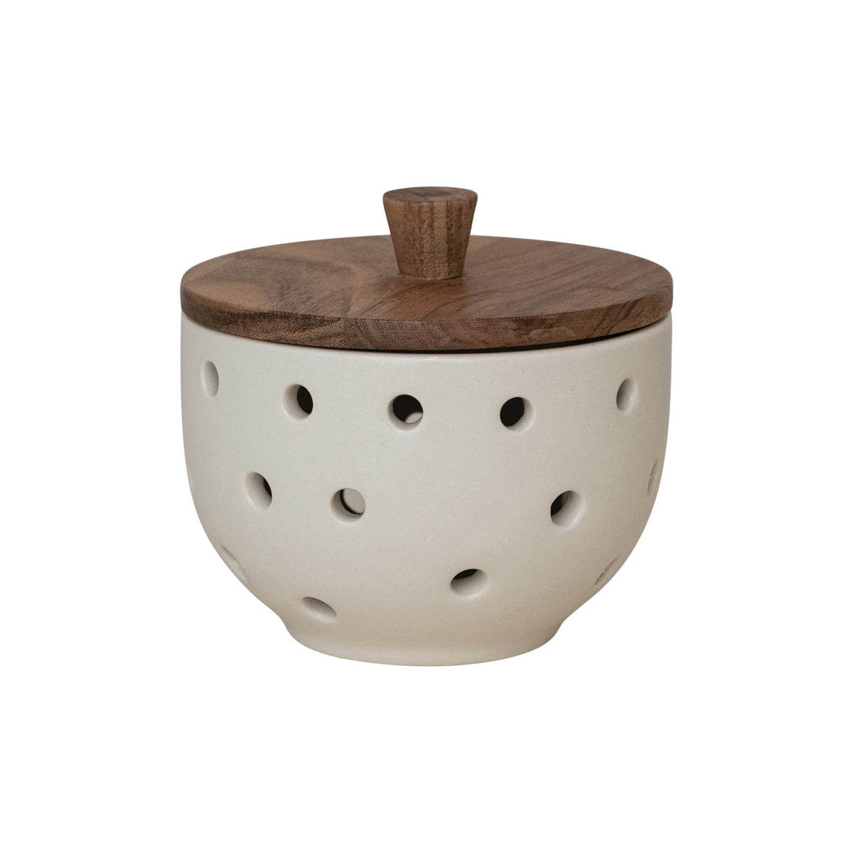 Stoneware Garlic/Onion Keeper w/ Lid