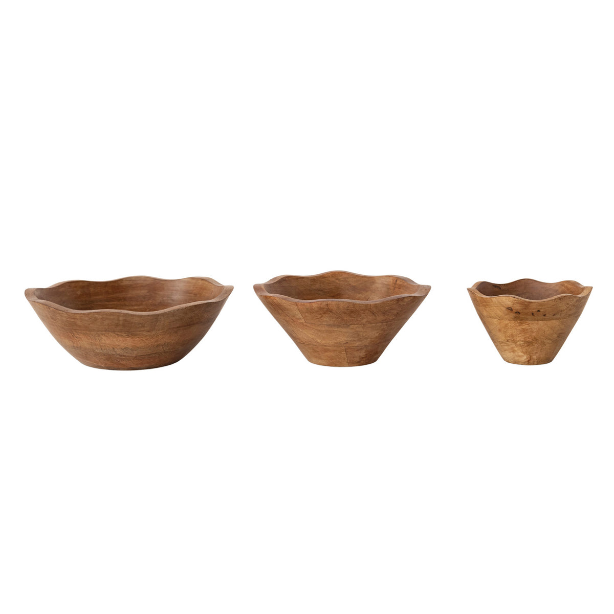 Mango Wood Scalloped Bowls-3 Sizes