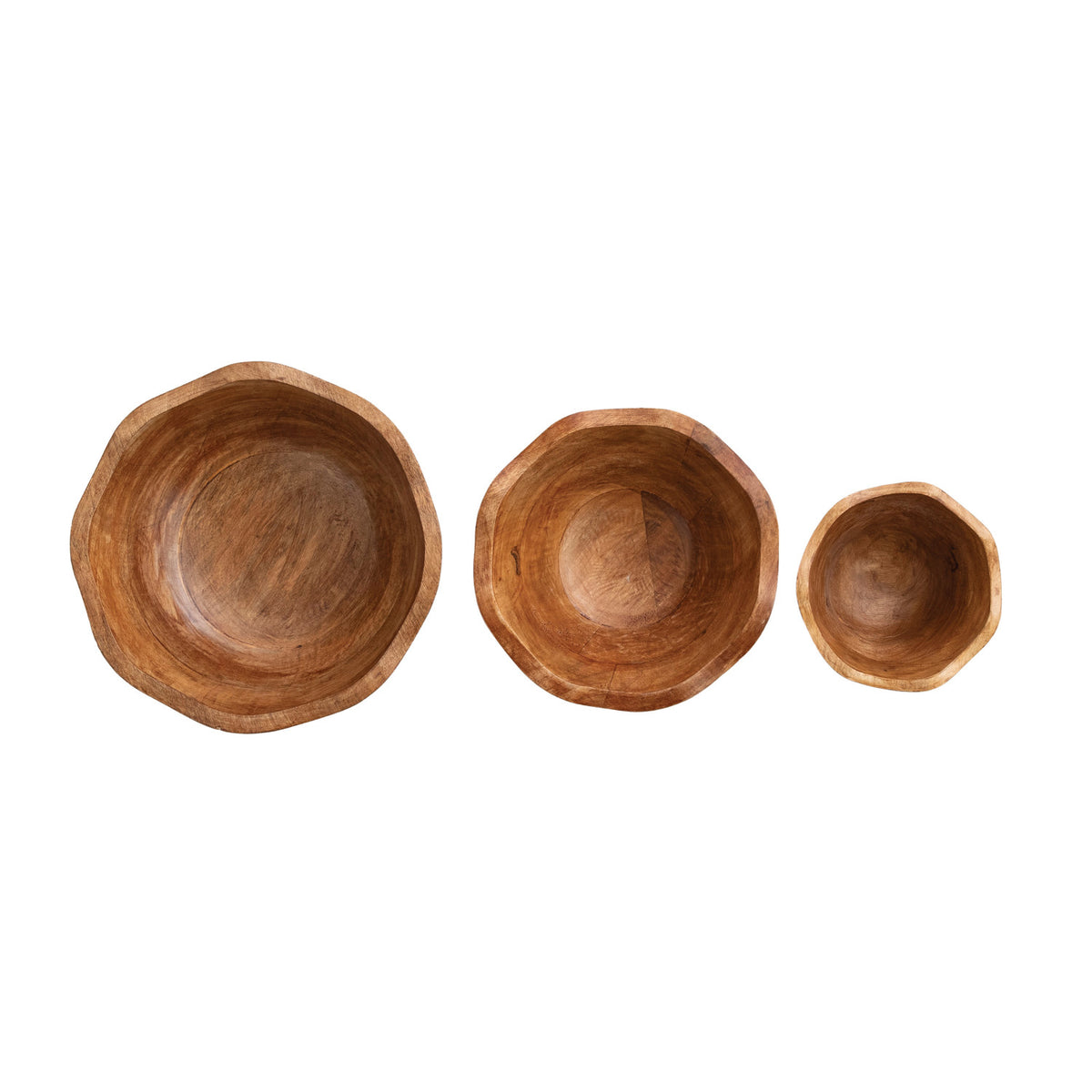 Mango Wood Scalloped Bowls-3 Sizes