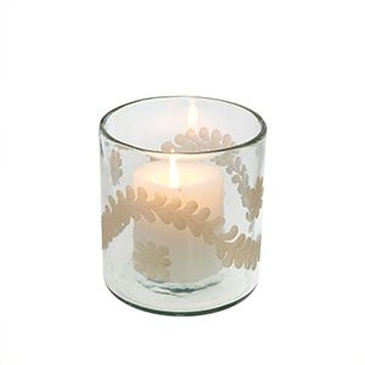 Flora Etched Glass Hurricane (2 Sizes)