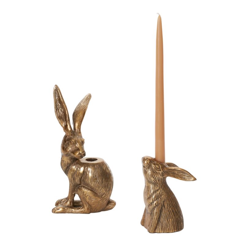 Antique Gold Bunny Taper Holder -3.75"x5.75"