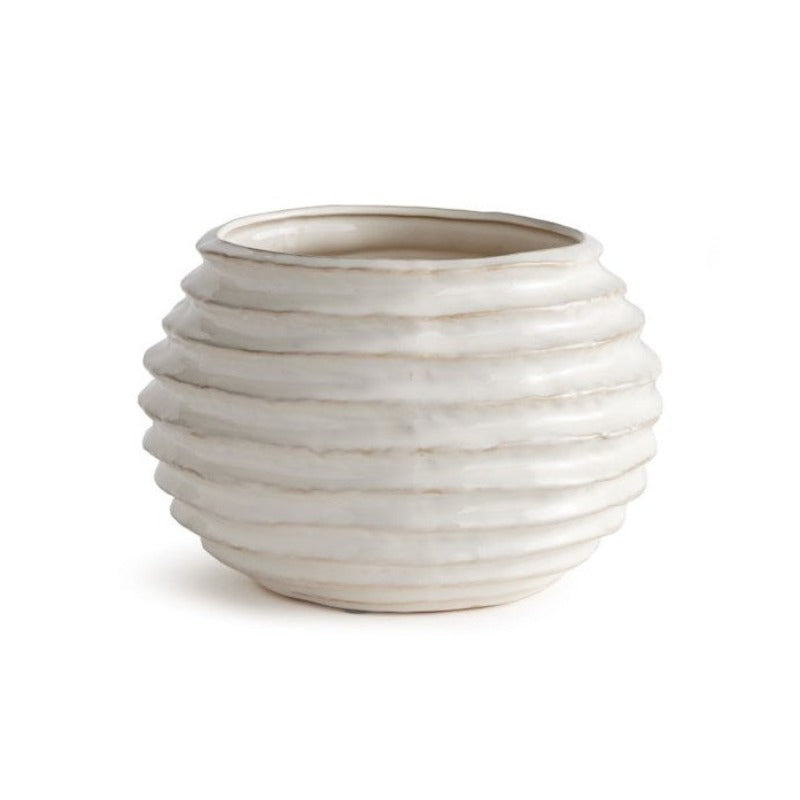 White Ribbed Decorative Pot (3 sizes)