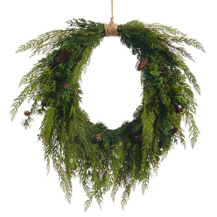 27" Cedar and Mini Pinecone Wreath