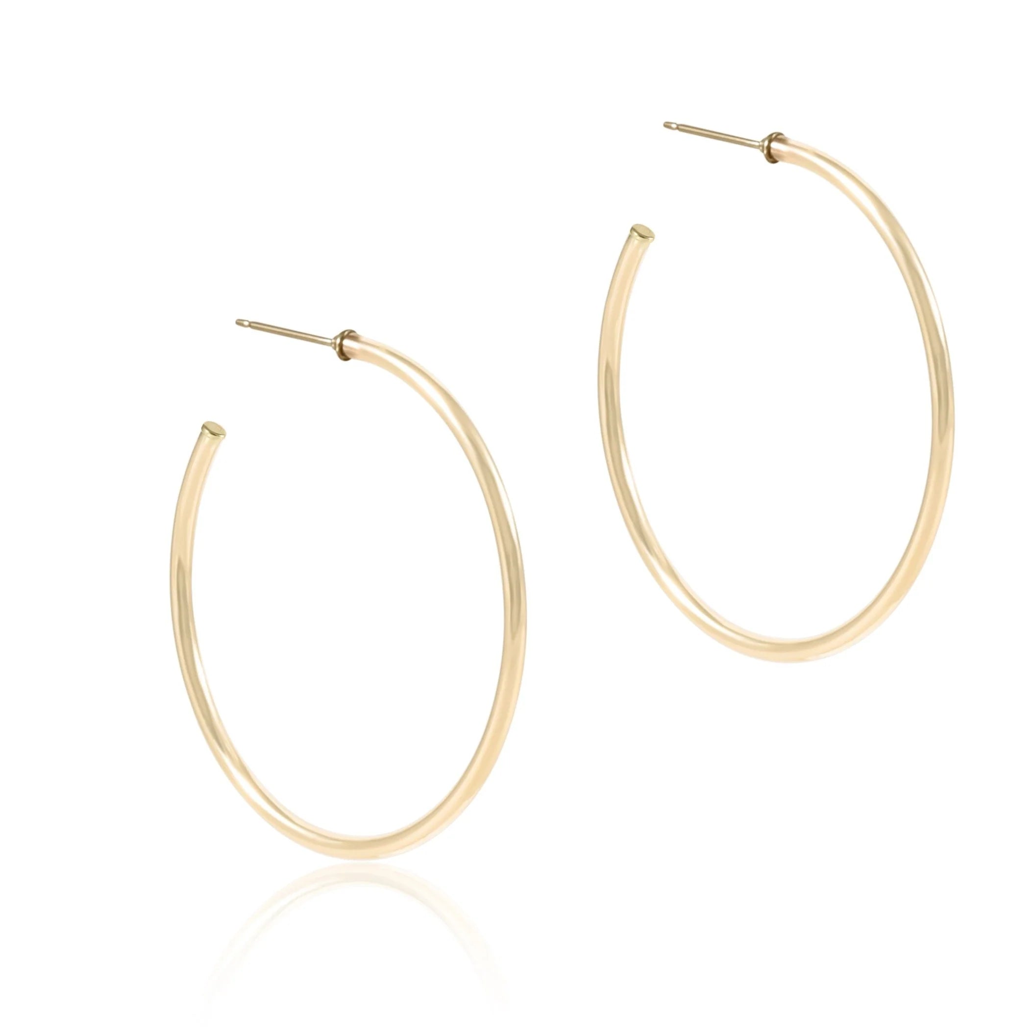Round Gold 1.25" Post Hoop- 2MM - Smooth
