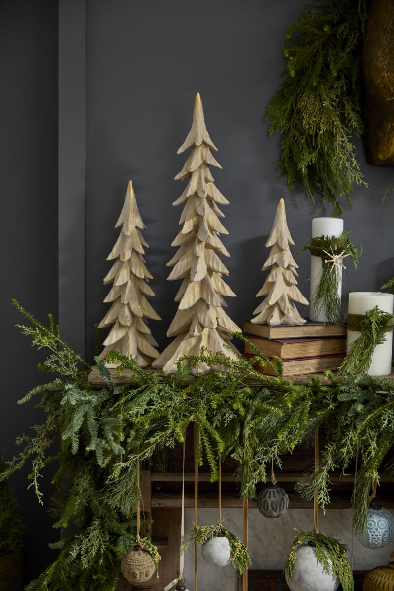 Flocked Gold Decorative Tree (3 Sizes)