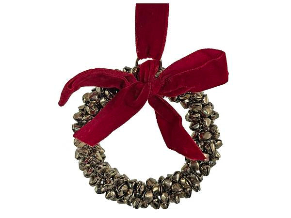 Antique Bell Ring Ornament w/ Red Velvet Bow