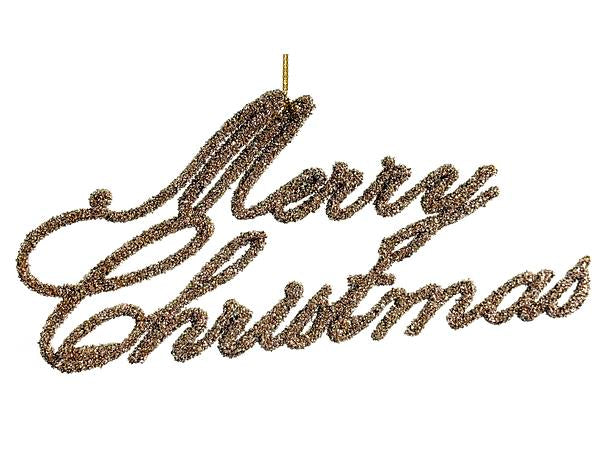 Gold Glitter Merry Christmas Ornament
