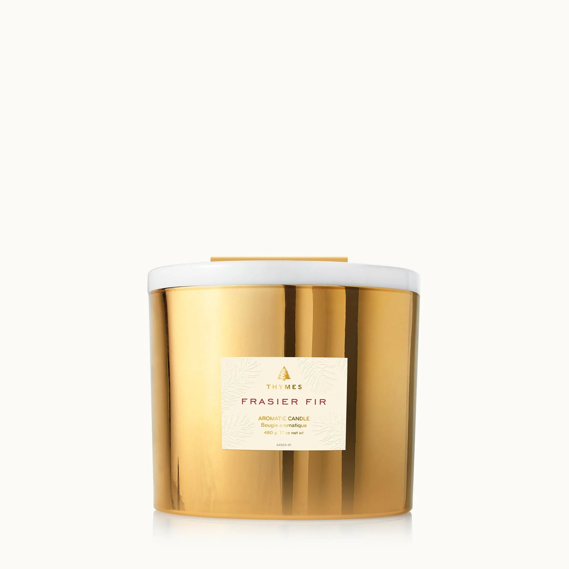 Thymes Frasier Fir Gold Gilded 3-Wick Candle-17oz