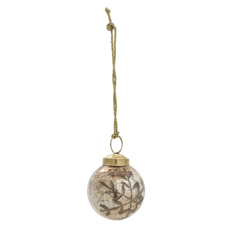 Snowflake Antique Copper Glass Ball Ornament (3 sizes)