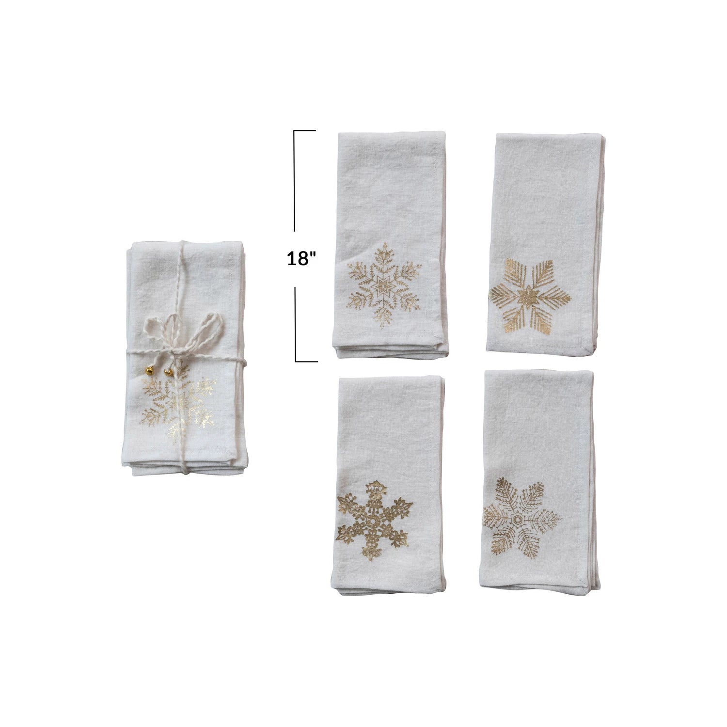 Linen Napkins w/ Gold Foil Snowflake (Set of 4)