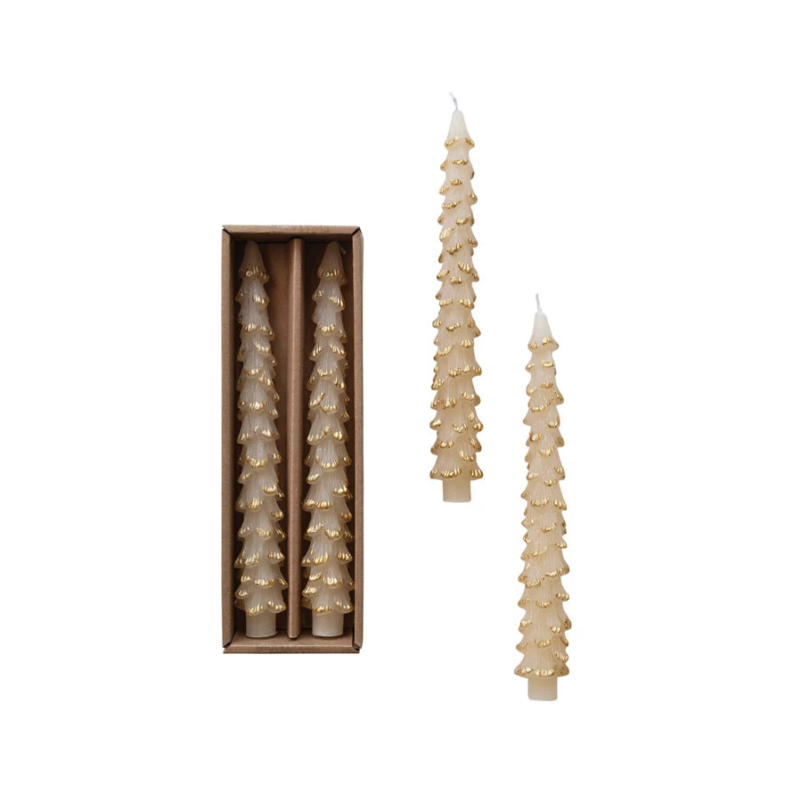 Taper Tree Candles w/ Gold Tips (Set of 2) (2 colors)