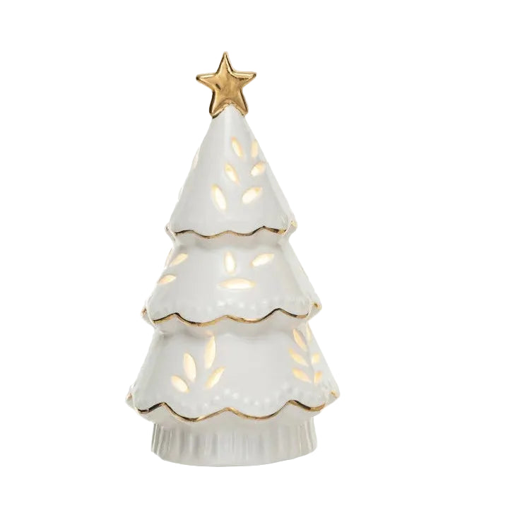 Stoneware LED Christmas Tree w/ Gold Star