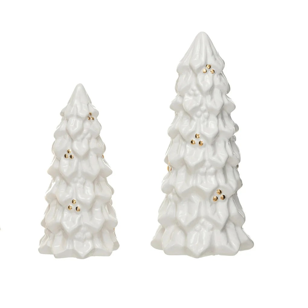 Stoneware Gold/White Christmas Tree (2 Sizes)