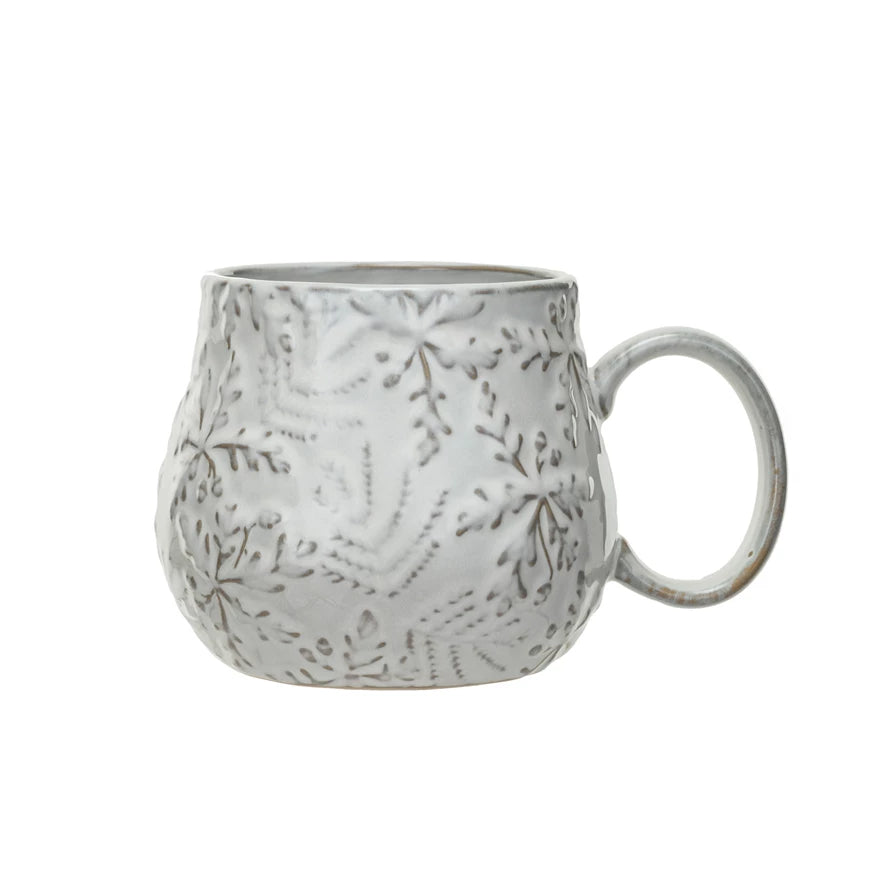 16oz Stoneware Mug w/ Snowflakes