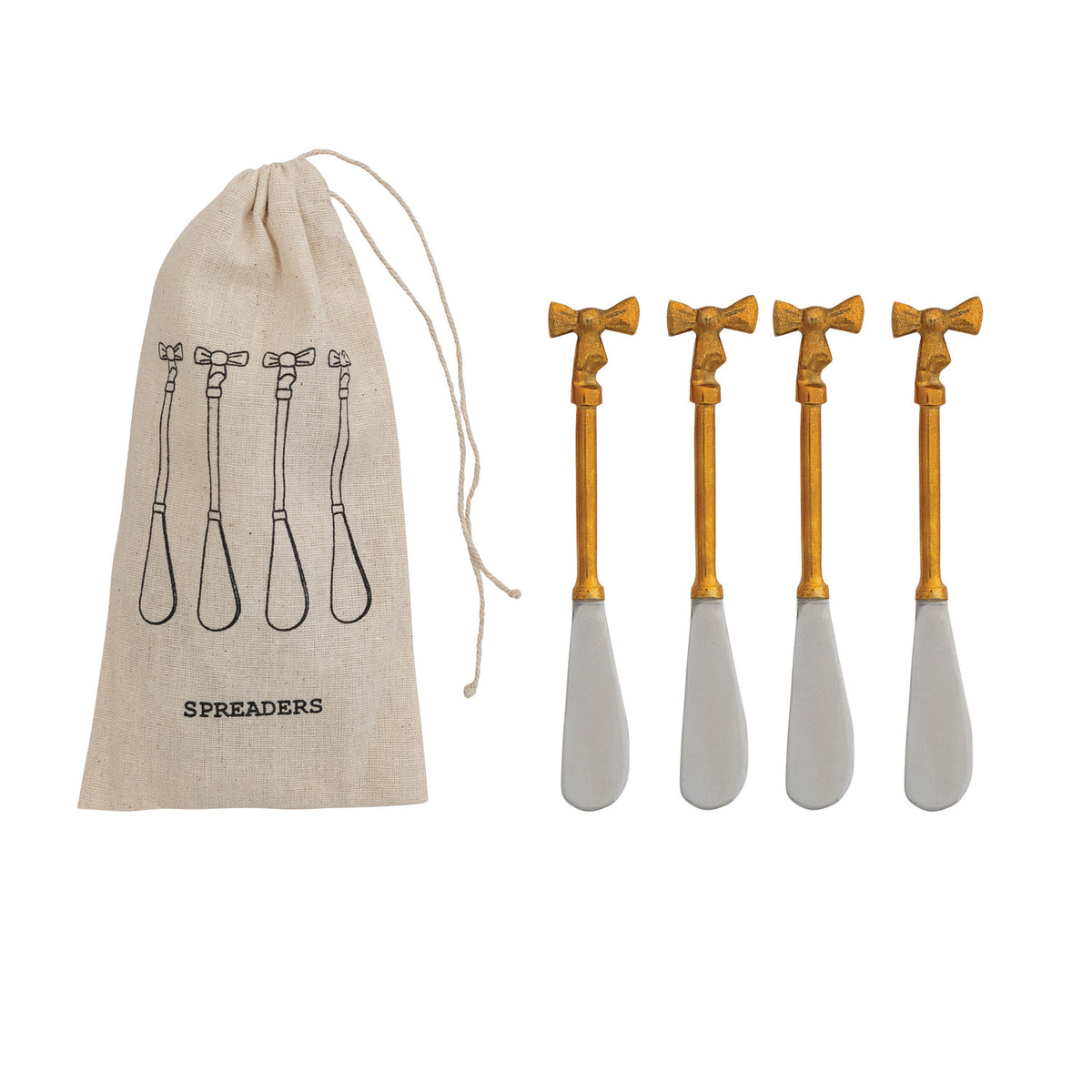 Canape Knives w/ Gold Bow Handles (Set of 4)