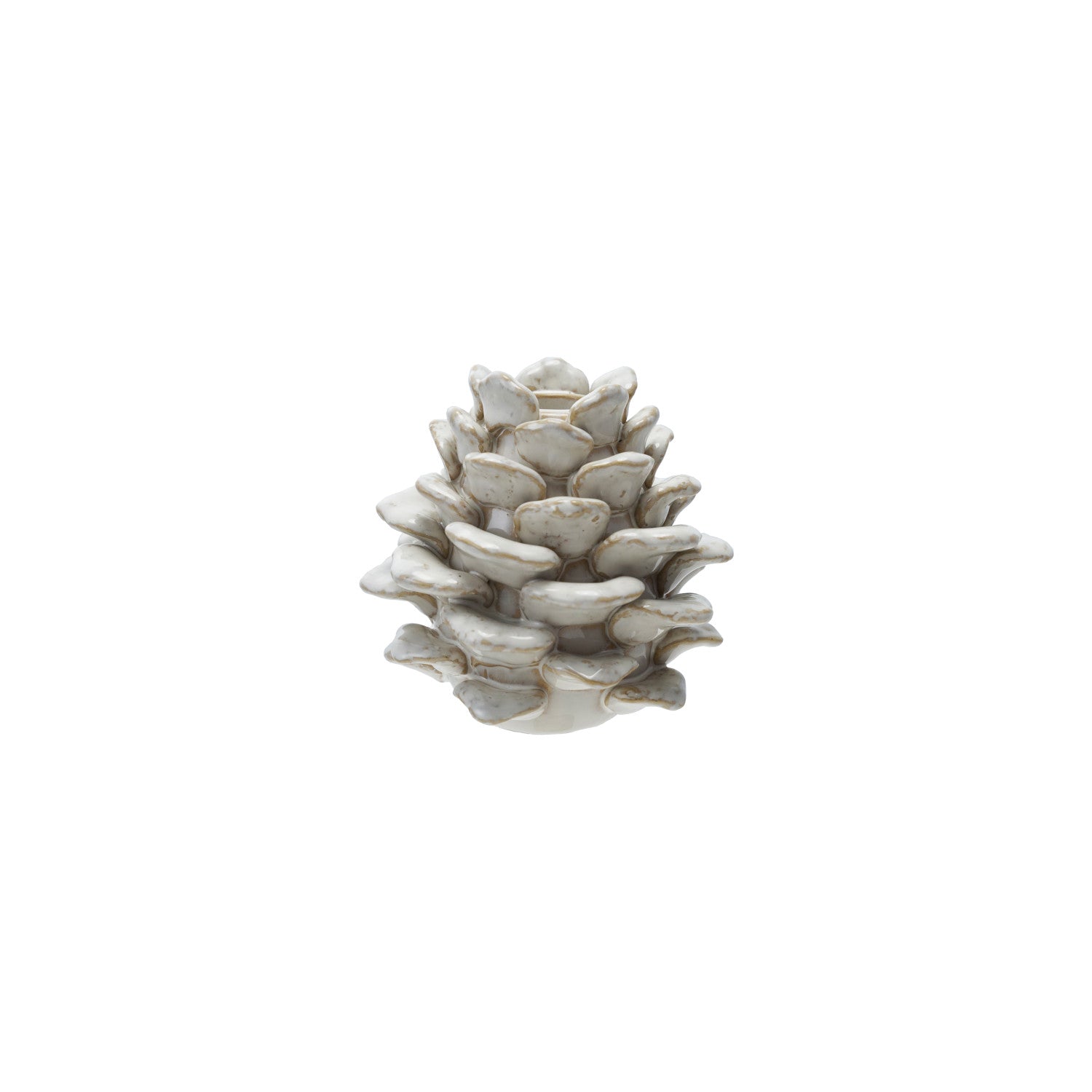 Stoneware Pinecone Taper Holder-Beige