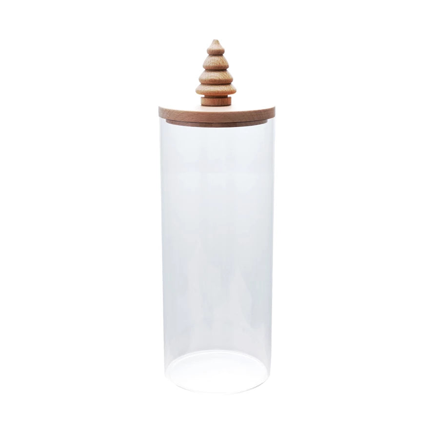 4x12 Glass Canister w/ Tree Lid