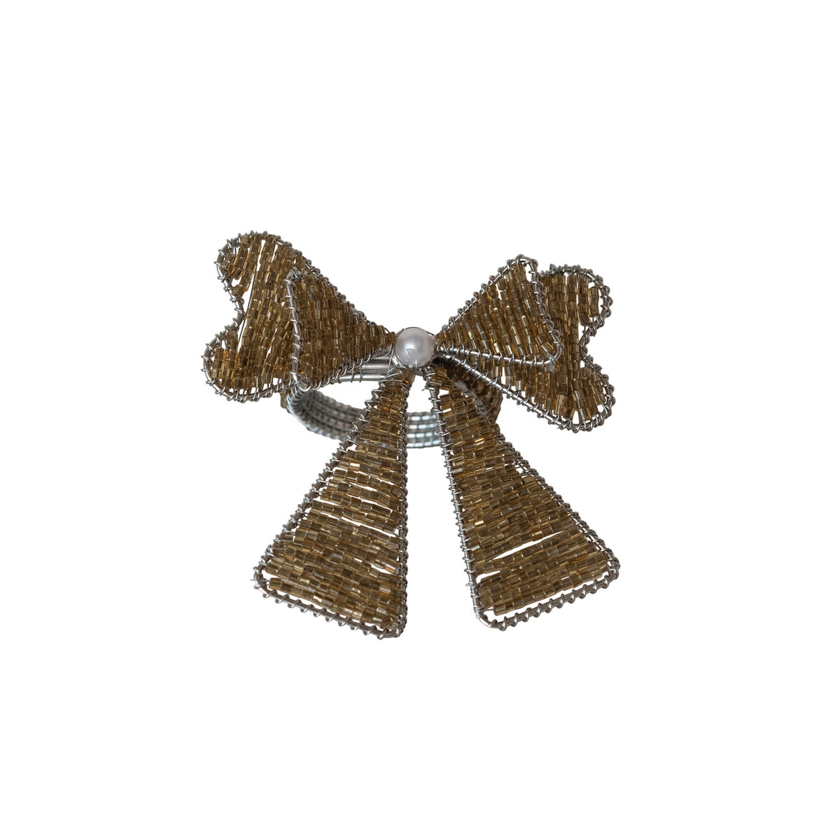 Beaded Bow Napkin Rings (Set of 4)