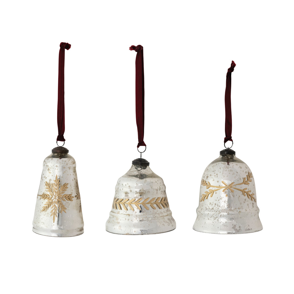 Etched Mercury Glass Shaped Bell (3 Styles)