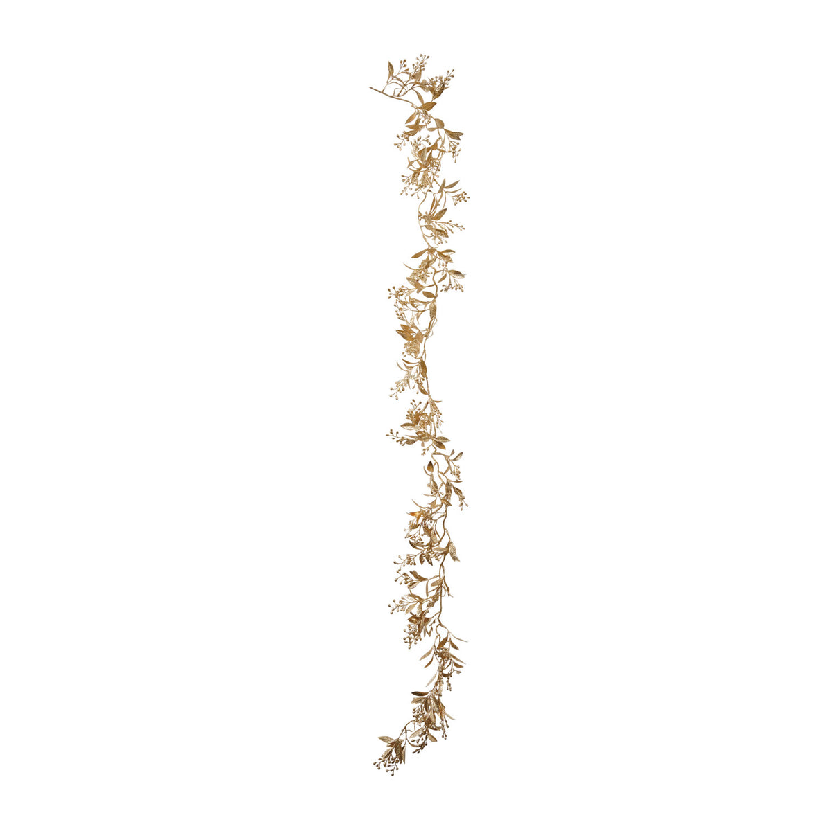 63"L Faux Leaves & Berries Garland-Gold