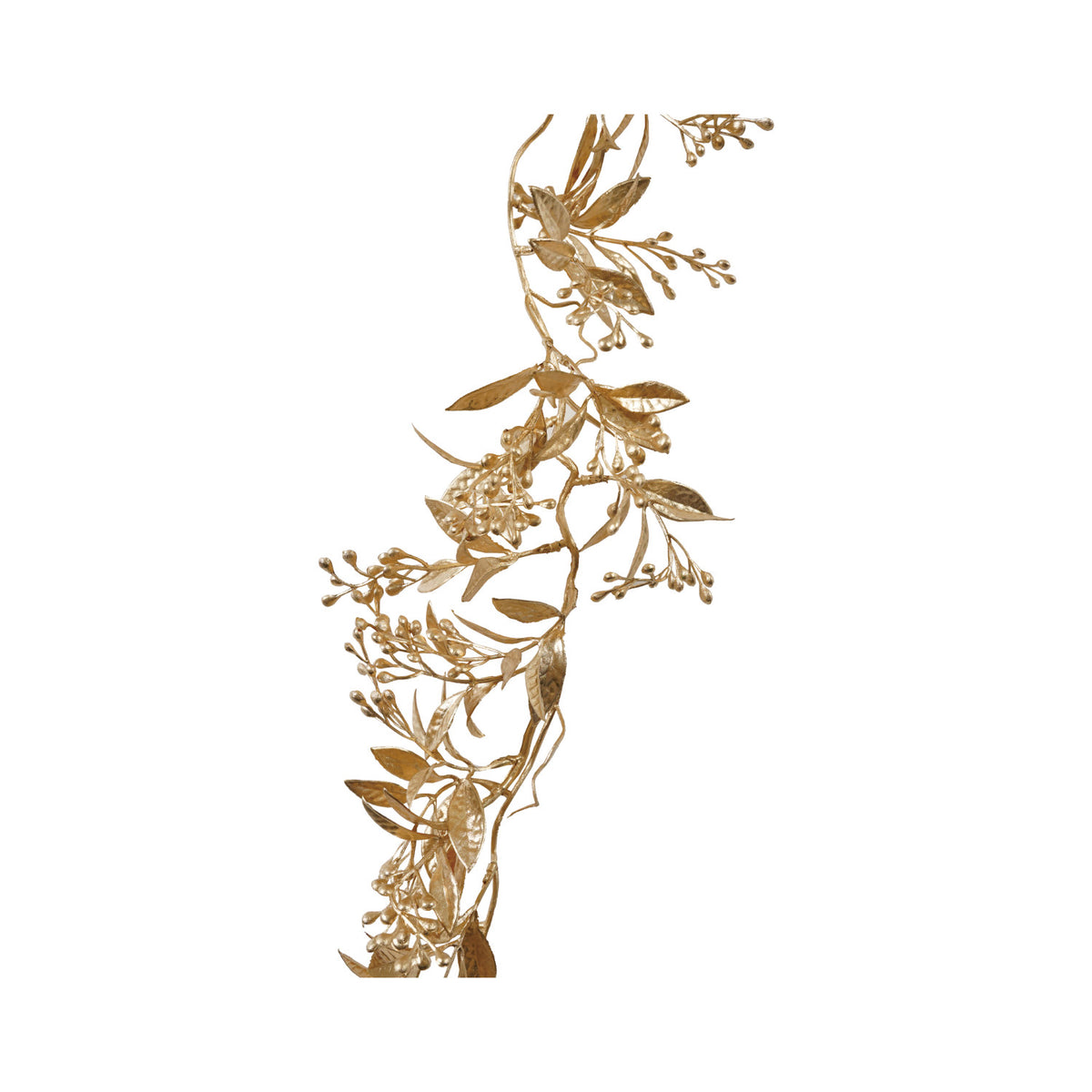 63"L Faux Leaves & Berries Garland-Gold