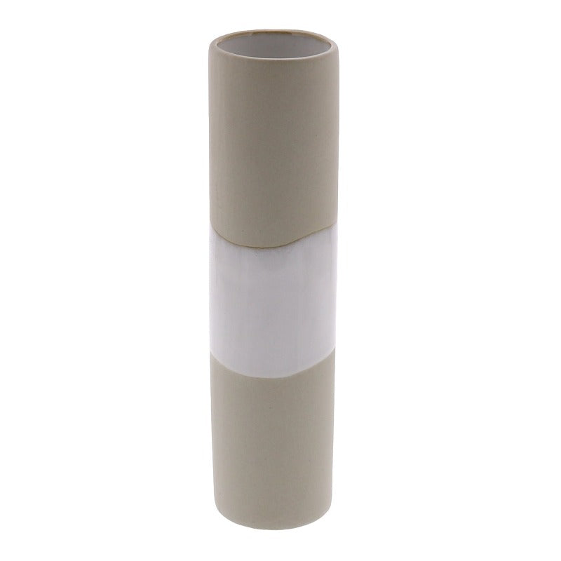 White & Sand Ceramic Cylinder Vase (2 Sizes)