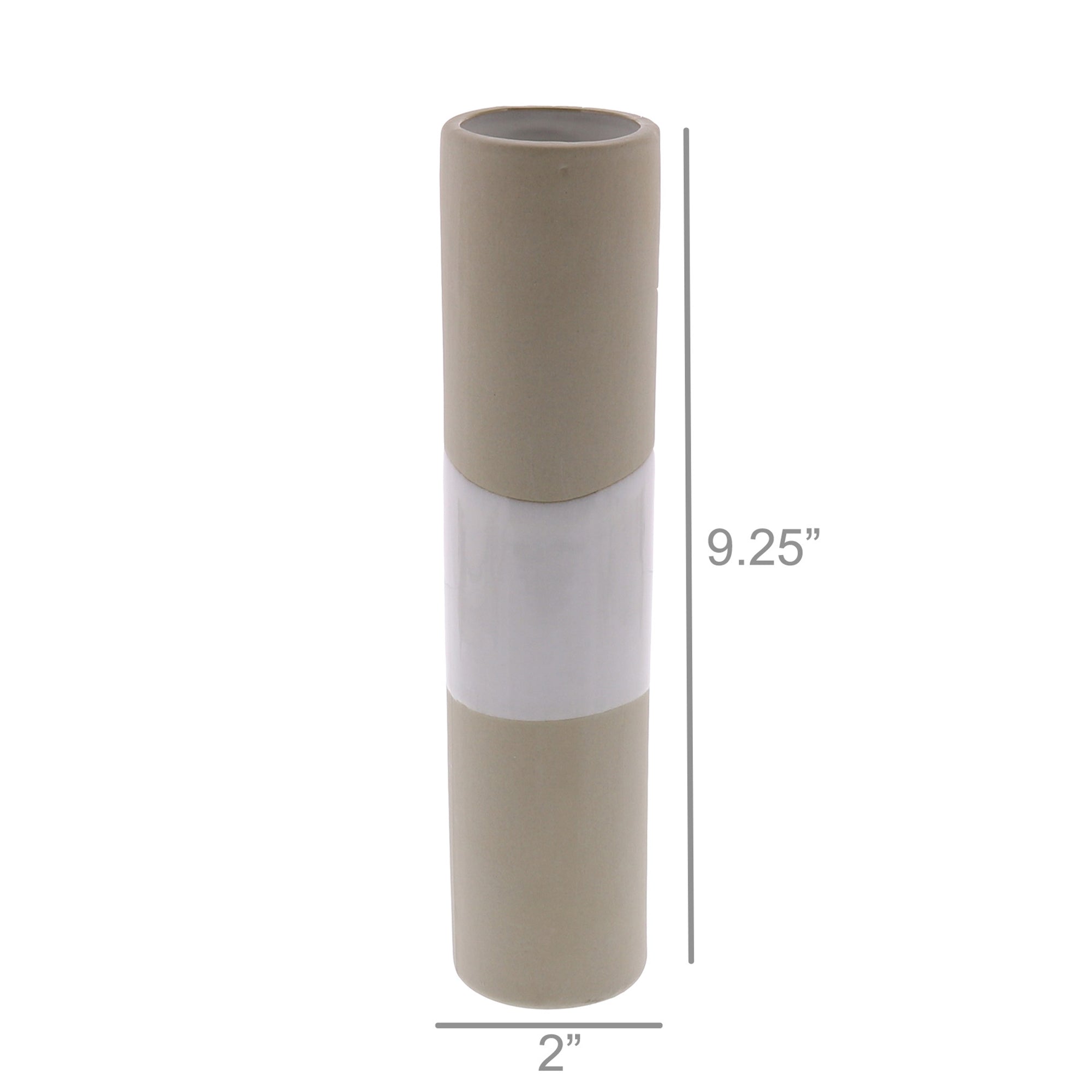 White & Sand Ceramic Cylinder Vase (2 Sizes)