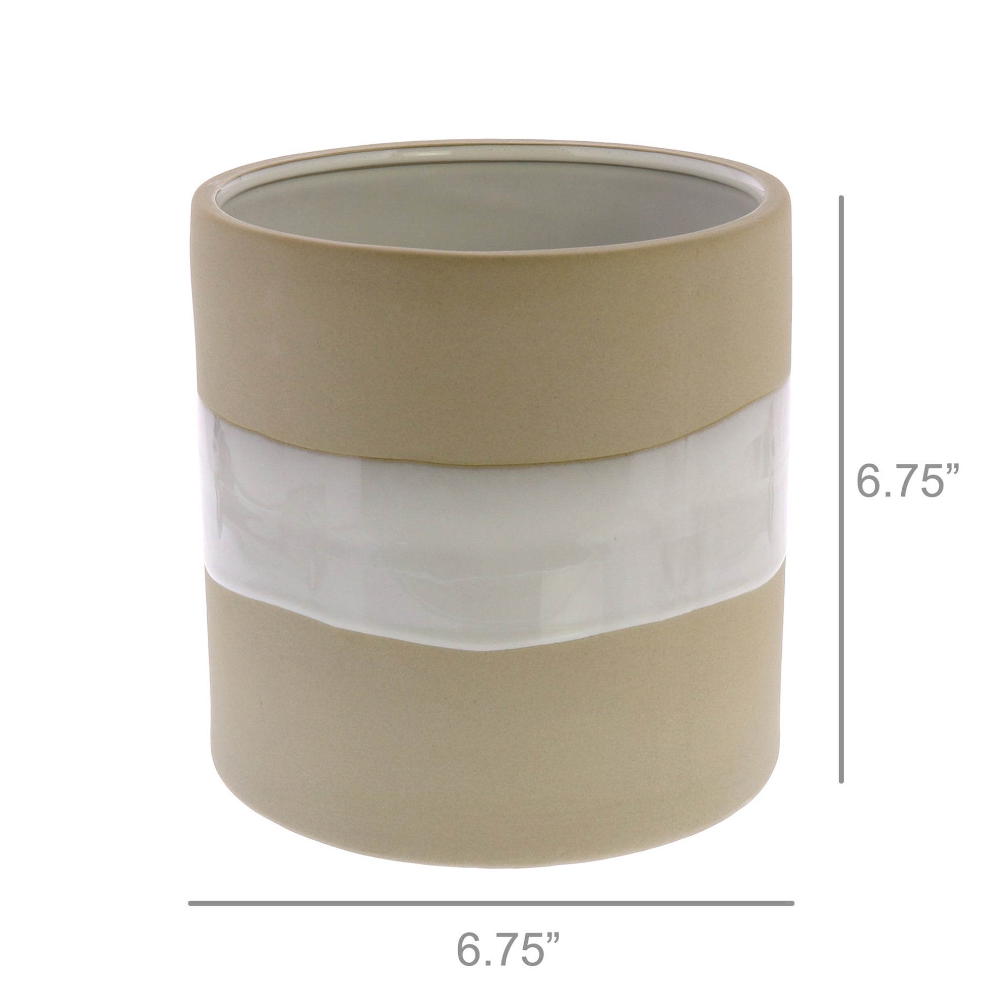 White & Sand Ceramic Low Vase (2 Sizes)