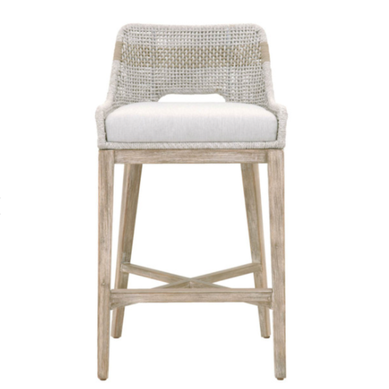 Woven Stool - Taupe/White
