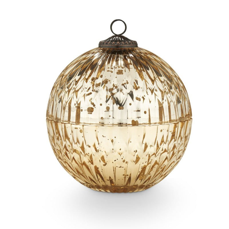 Winter White Mercury Glass Ornament Candle