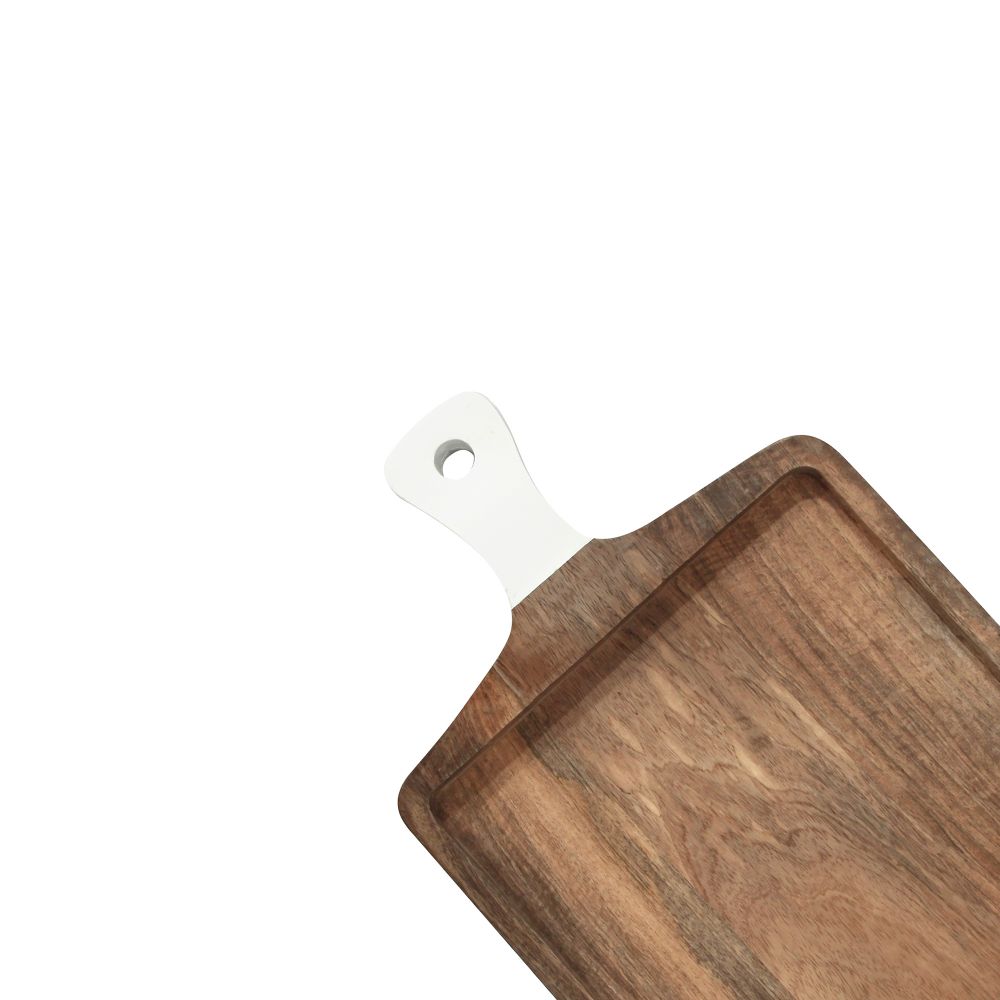 Wood Square Cutting Board w/ White Handle (2 Sizes)