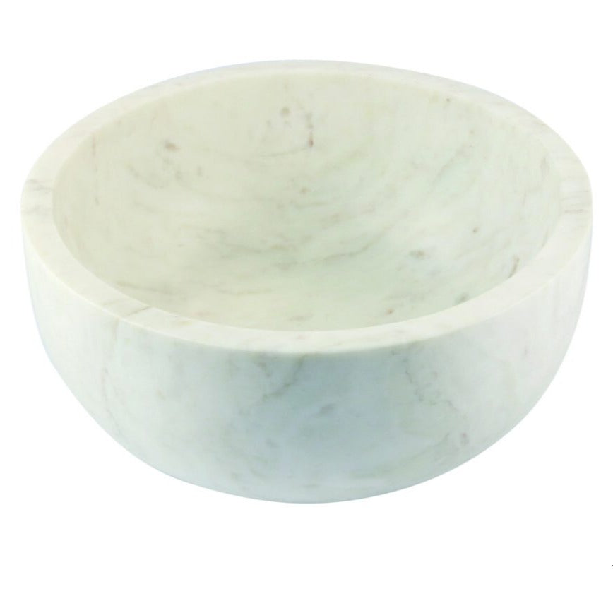 10.75" White Marble Serving Bowl