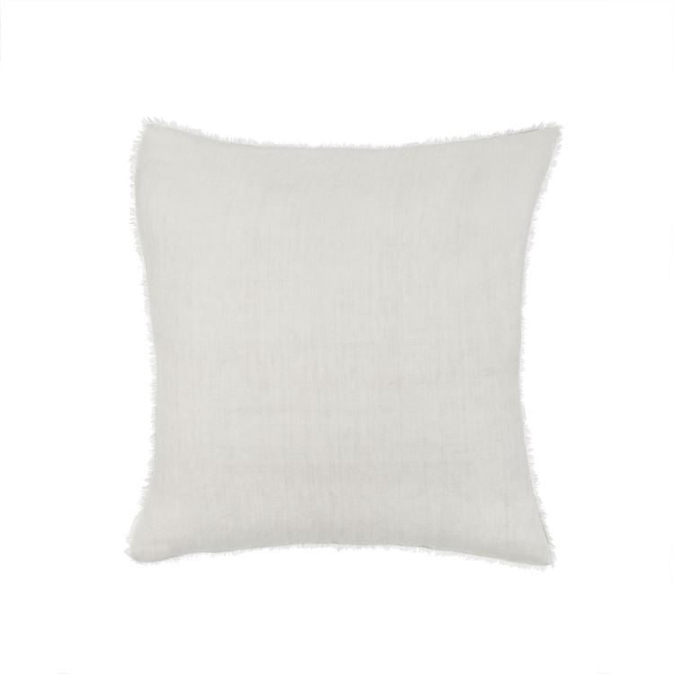 24" Linen Pillow With Eyelash Fringe-Natural