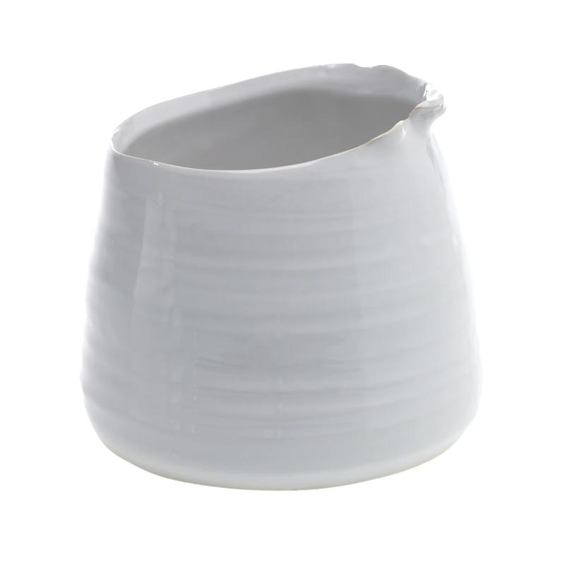 5" White Asymmetrical Pot