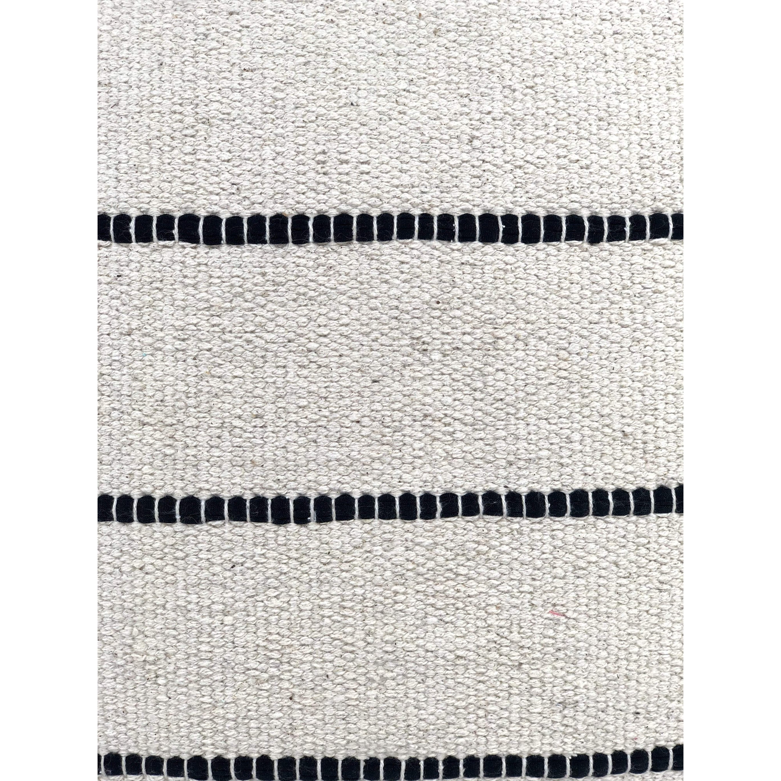Ivory & Black Stitched Stripe Pillow -20x20