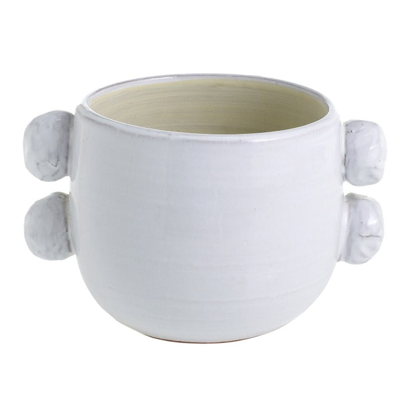 White Handle Dot Candle 9"x6"x5.75" (50 oz.)