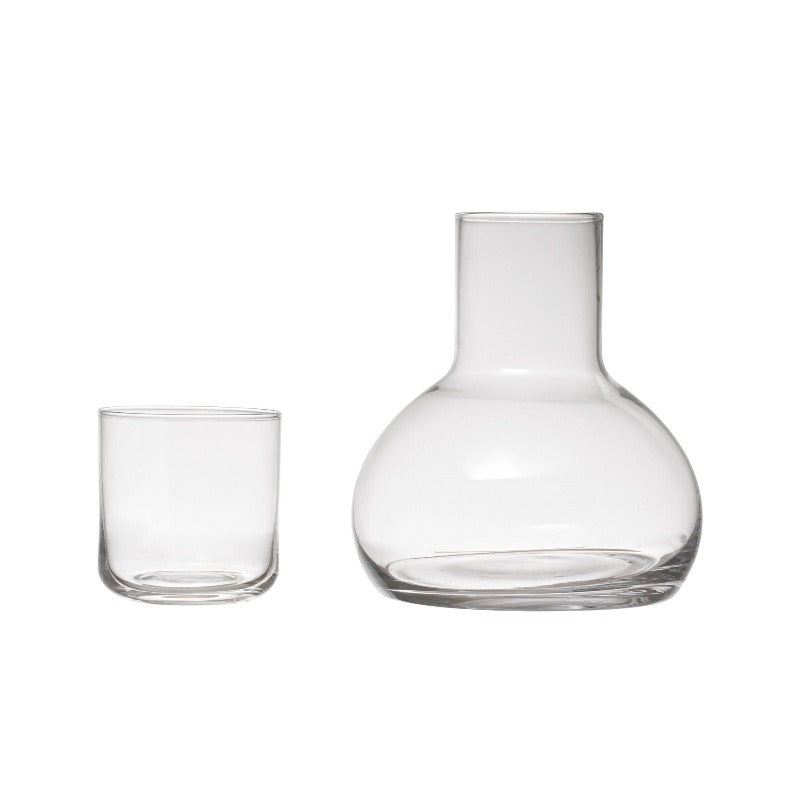 Short Glass Carafe with Glass (Set of 2)