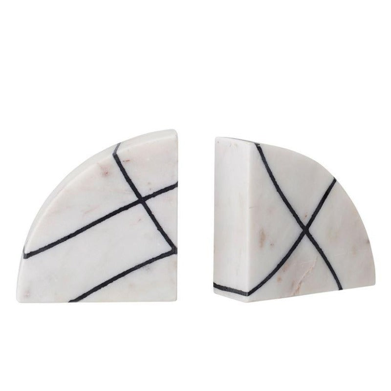 Black & White Geometric Marble Arch Bookends (Set of 2)